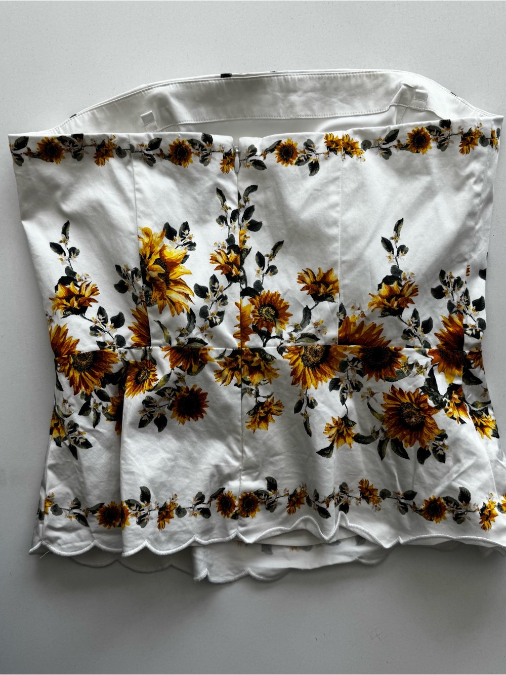 White House Black Market White Strapless Sunflower Peplum Crop Top - Picture 8 of 10